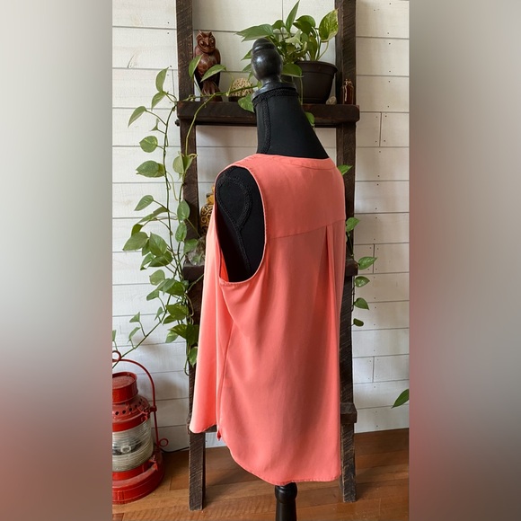 Apt. 9: Peach Pink V Neck Blouse with Zipper Opening - Picture 8 of 17